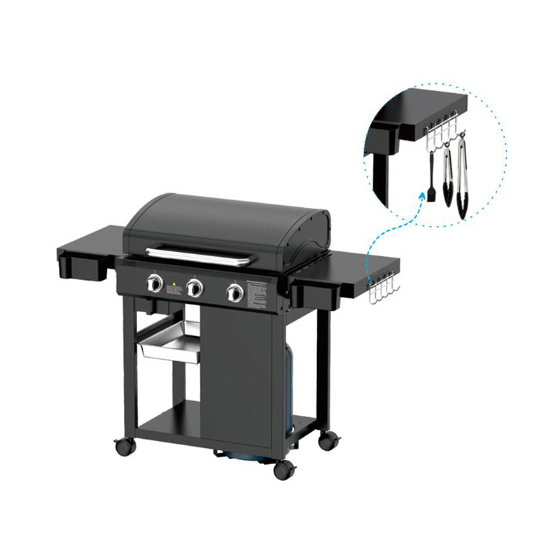 3-Burner Freestanding Gas Flat Top Griddle with Lid, 9.6KW Total Power Outdoor Cast Iron Cooking Griddle Grill