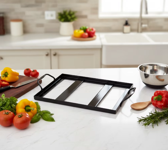 Universal 8 X 8 Inch Steel Plate Holder Square Porcelain Enameled Non-Stick Easily Cleaned JX217H Model