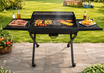 JXC420A Trolley Charcoal Grill Outdoor with Side Table – A Practical BBQ Solution for Backyard and Garden Cooking