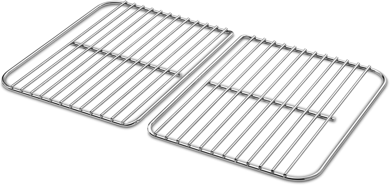 2 Pack Stainless Steel Cooking Grates, Two-Piece Charcoal Grill Replacement Grids Compatible with Char Go-Anywhere Grill, Heavy Duty BBQ Grill Grates for Barbecue & Outdoor Baking