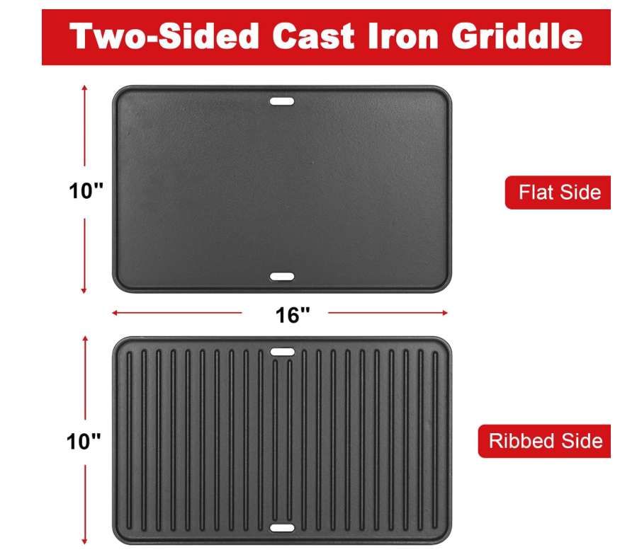 For Go Anywhere Charcoal Square Grill Cooking Grid/WGA Cast Iron Griddle 1pc Double-sided Replacement Easily Cleaned Reusable