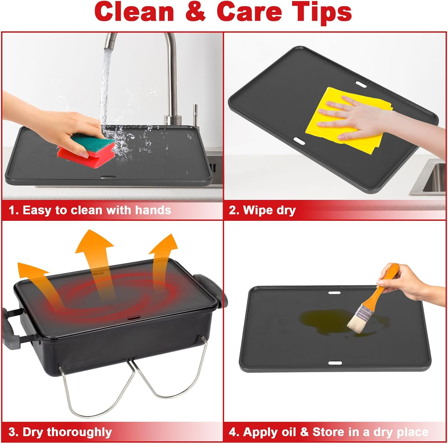 For Go Anywhere Charcoal Square Grill Cooking Grid/WGA Cast Iron Griddle 1pc Double-sided Replacement Easily Cleaned Reusable