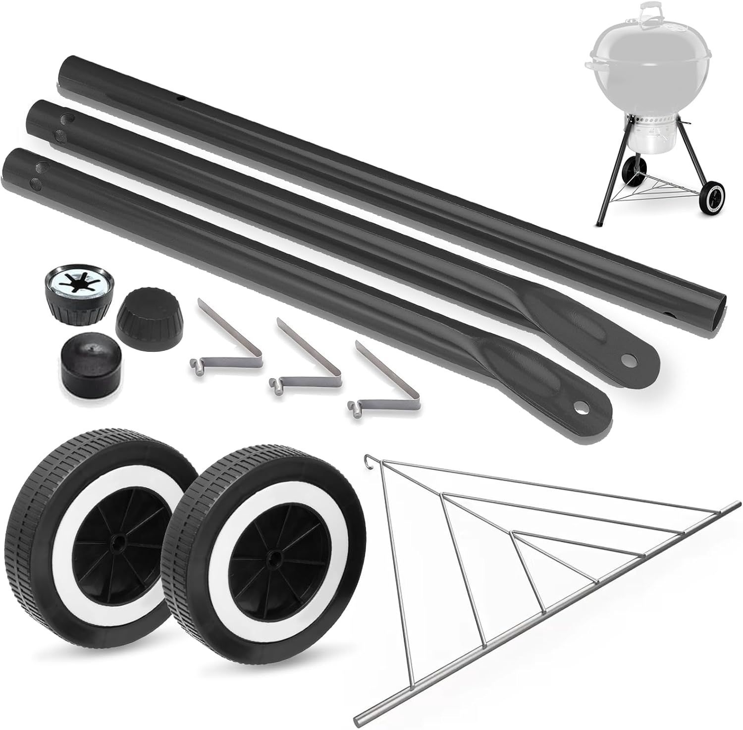 Iron Portable Outdoor Charcoal Grill Leg Kit with Wheels 57cm/22