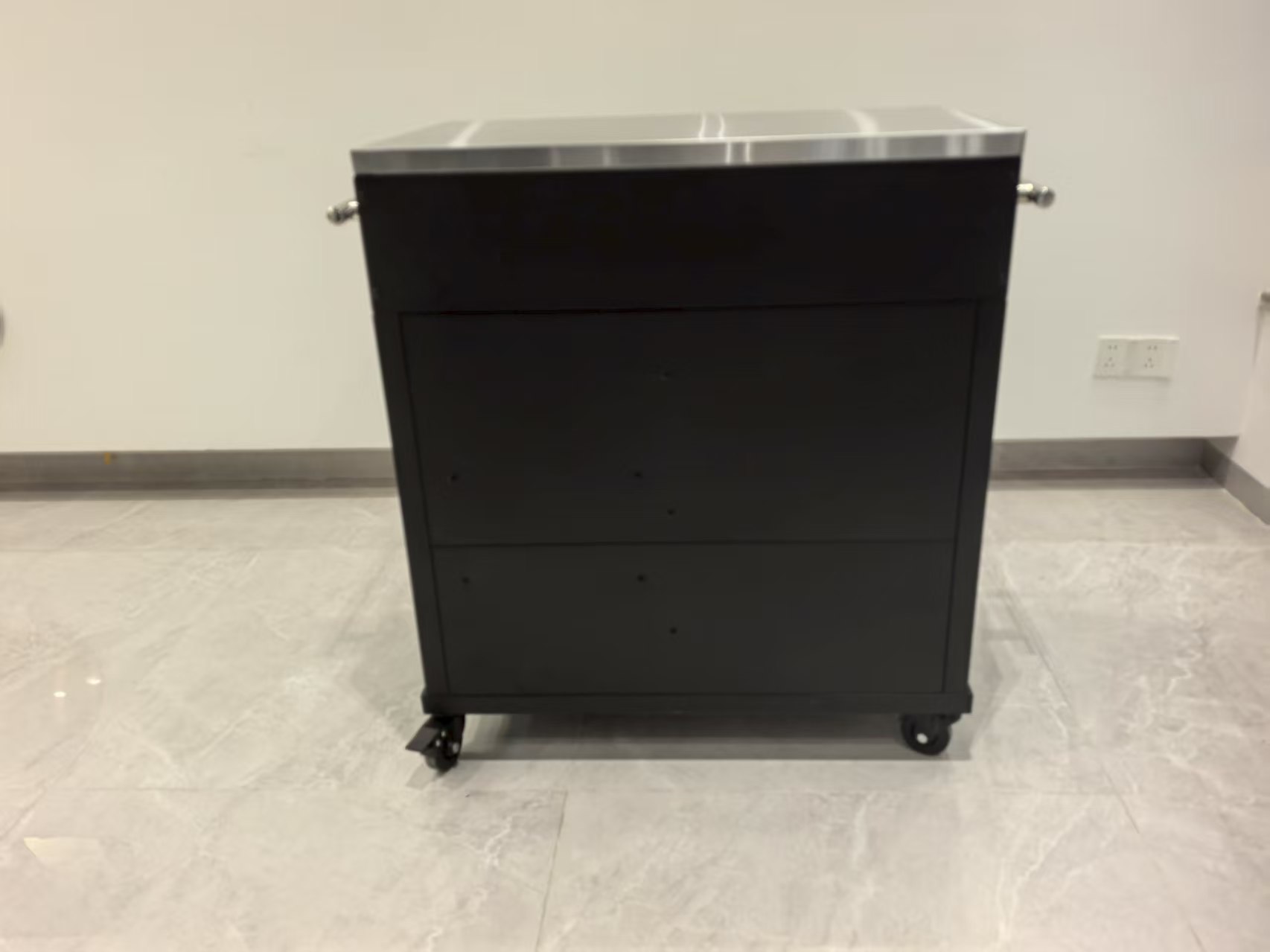 Portable Stainless Steel BBQ Cart with Convenient Storage Design