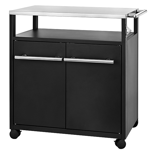 Portable Stainless Steel BBQ Cart with Convenient Storage Design