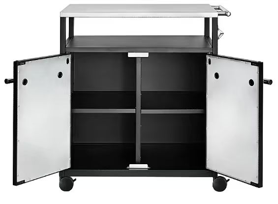Portable Stainless Steel BBQ Cart with Convenient Storage Design