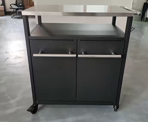 Portable Stainless Steel BBQ Cart with Convenient Storage Design