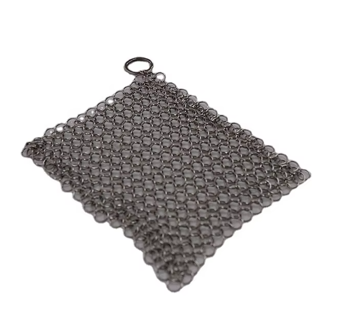 Stainless steel chain armor cast iron cleaner scrubber