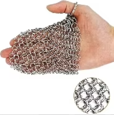 Stainless steel chain armor cast iron cleaner scrubber