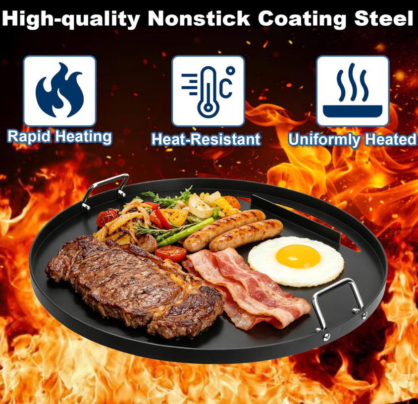 Full Size Cast Iron Griddle Insert for 22-Inch Charcoal Grill with Non-Stick Flat Top