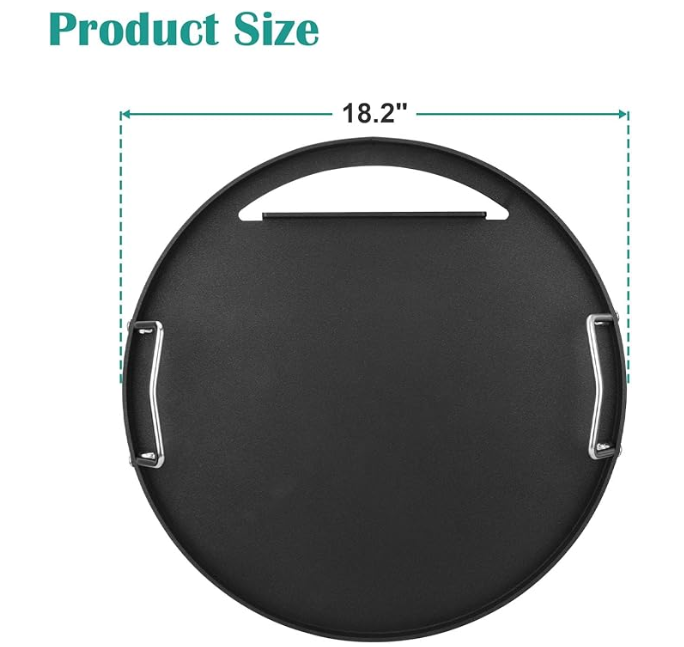 Carbon Steel Griddle with Handles for Kamado Joe 18.2