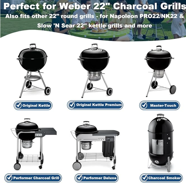 Full Size Cast Iron Griddle Insert for 22-Inch Charcoal Grill with Non-Stick Flat Top