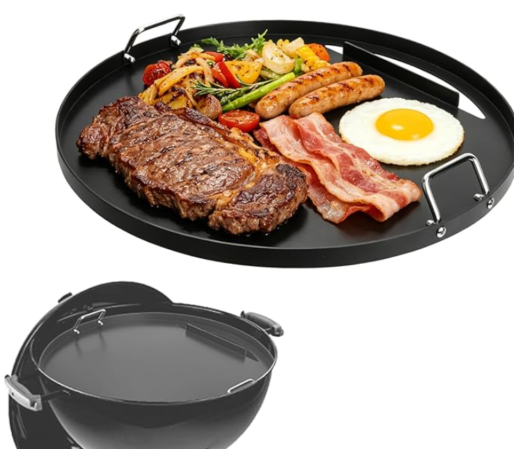 Full Size Cast Iron Griddle Insert for 22-Inch Charcoal Grill with Non-Stick Flat Top