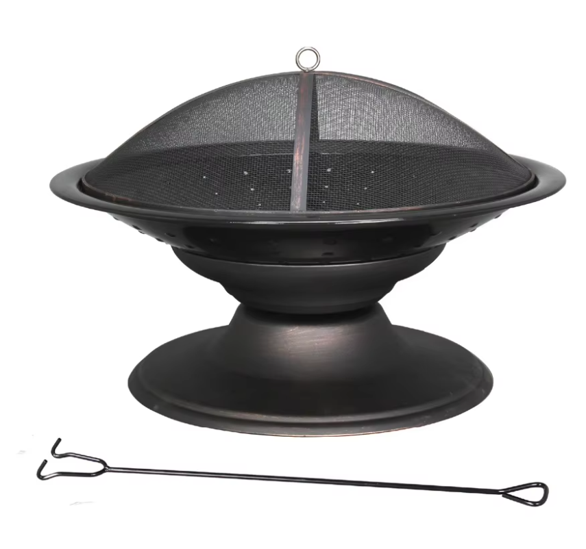 30'' Black Steel Wood-Burning Outdoor Fire Bowl Fire Pit for Patio Use with Poker