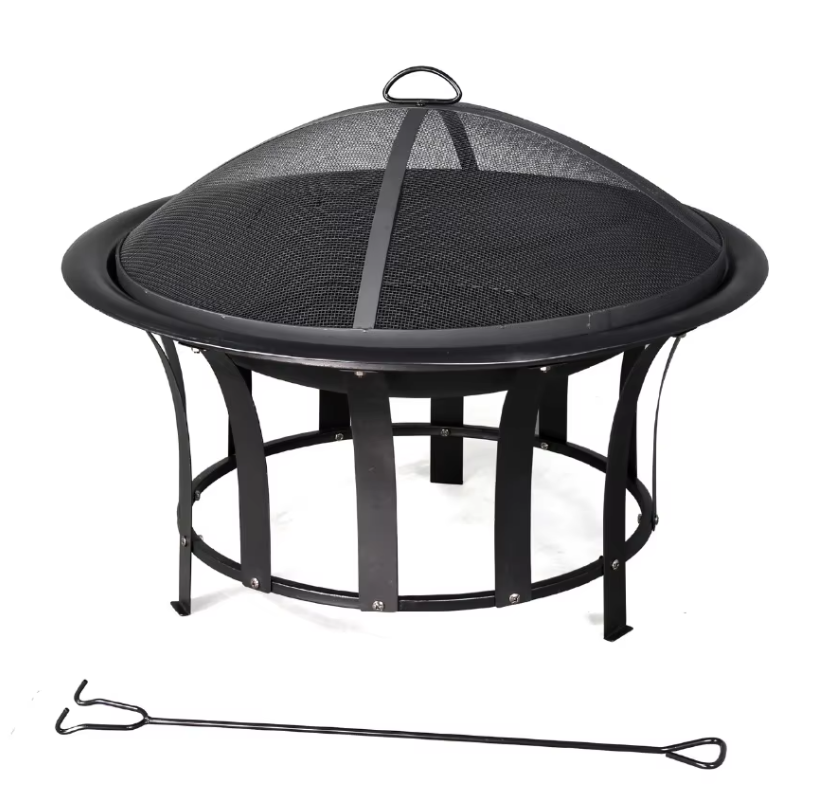 Folding Steel Outdoor Fire Pit and BBQ with Wood Burning for Patio and Camping