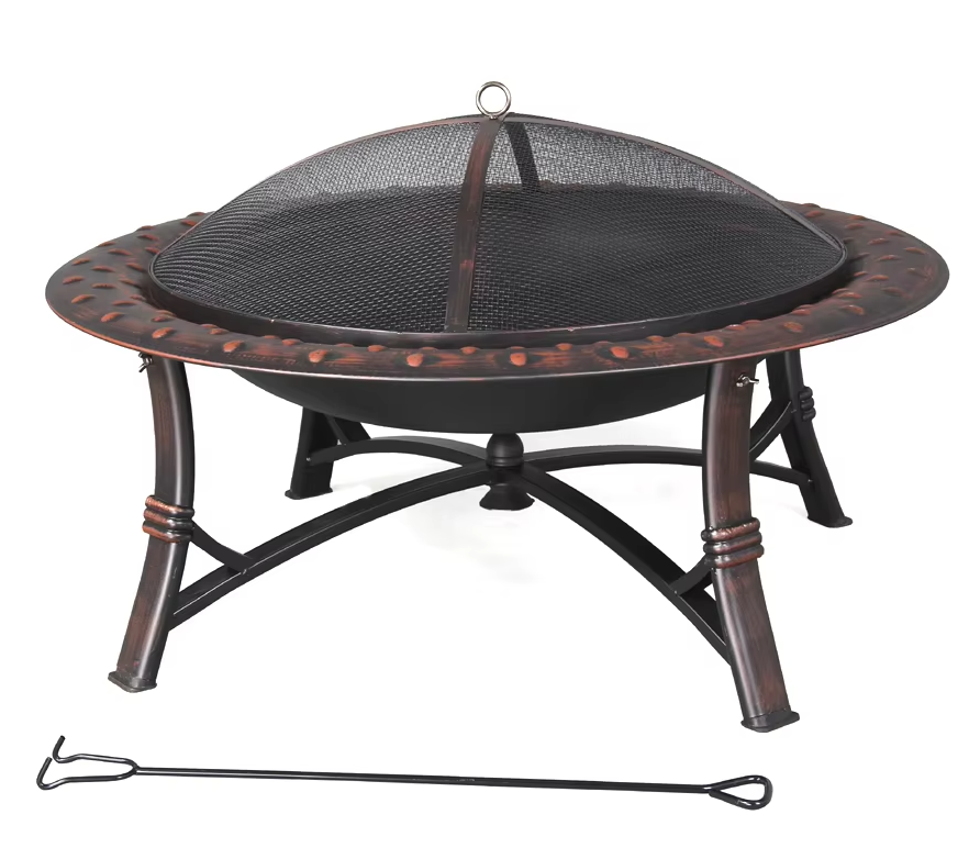 Folding Steel Outdoor Fire Pit and BBQ with Wood Burning for Patio and Camping