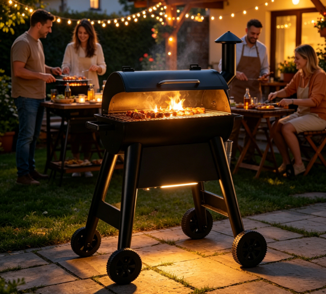 Small Wood Pellet Grill with PID Digital Controller, 459 Sq.In Portable Backyard Pellet Smoker BBQ
