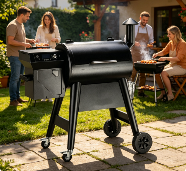 Small Wood Pellet Grill with PID Digital Controller, 459 Sq.In Portable Backyard Pellet Smoker BBQ