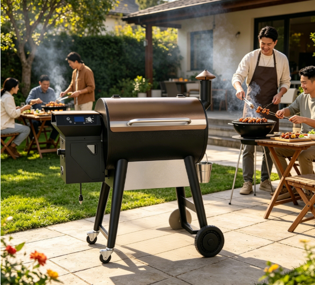 Medium Wood Pellet Grill with PID Digital Controller, 697 Sq.In Outdoor Pellet Smoker BBQ
