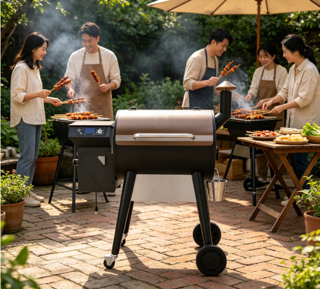 Medium Wood Pellet Grill with PID Digital Controller, 697 Sq.In Outdoor Pellet Smoker BBQ