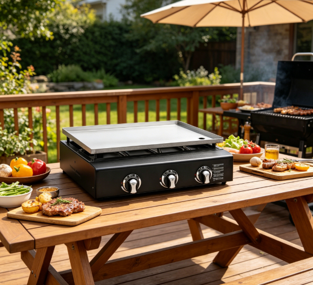 3 Burner Tabletop Gas Flat Top Griddle, 36000 BTU Heavy Duty Stainless Steel Countertop Propane Cooking Griddle