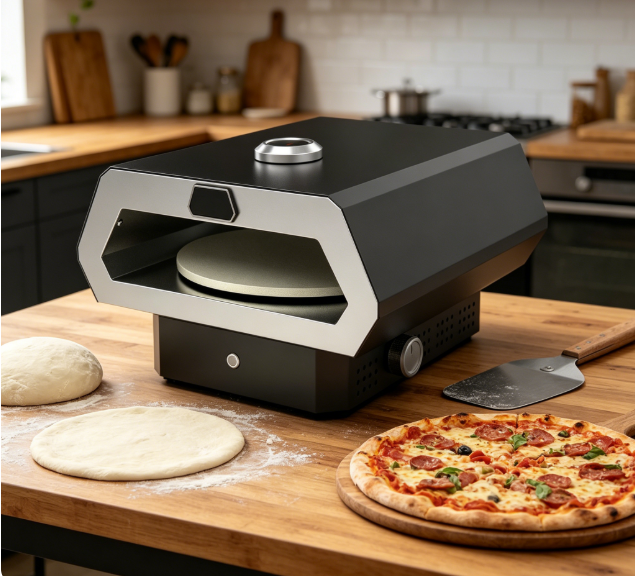 17 Inch Outdoor Propane Gas Pizza Oven, 24000 BTU Portable Countertop Gas Fired Pizza Maker