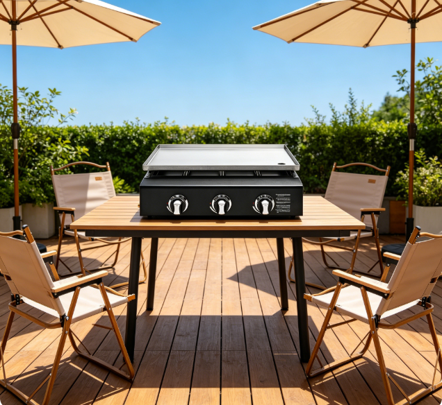 3 Burner Tabletop Gas Flat Top Griddle, 36000 BTU Heavy Duty Stainless Steel Countertop Propane Cooking Griddle