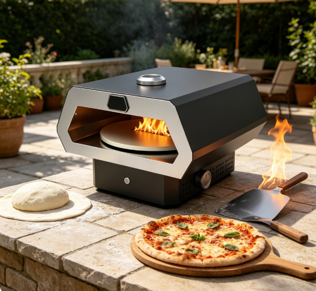 17 Inch Outdoor Propane Gas Pizza Oven, 24000 BTU Portable Countertop Gas Fired Pizza Maker