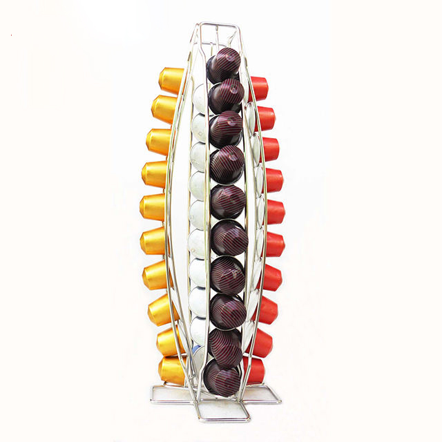 40 Capacity Fish Shaped Stainless Steel Coffee Capsule Holder, Freestanding Nespresso Pod Storage Rack, Modern Kitchen Counter Display Organizer