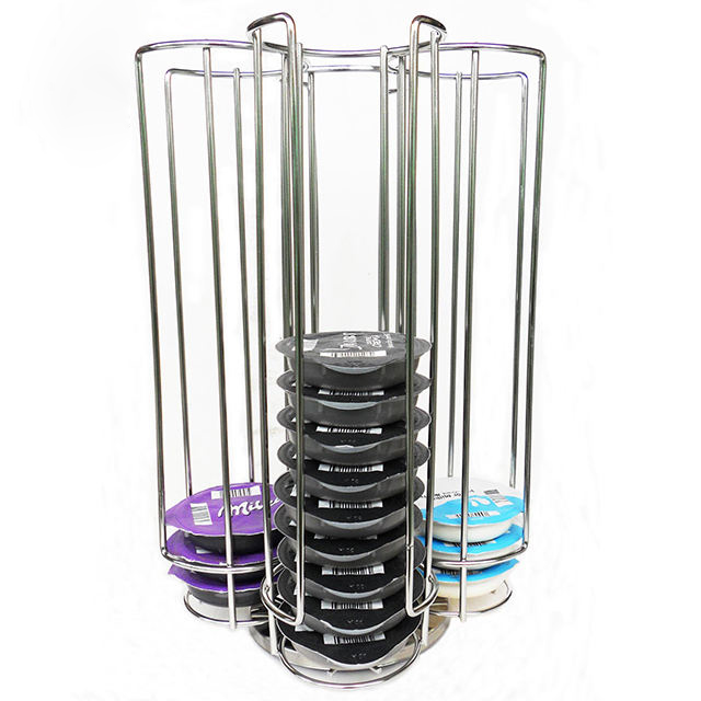 Stainless Steel Tassimo Coffee Capsule Holder, 360° Rotating Standing Coffee Pod Storage Rack, Kitchen Countertop Capsule Display Organizer