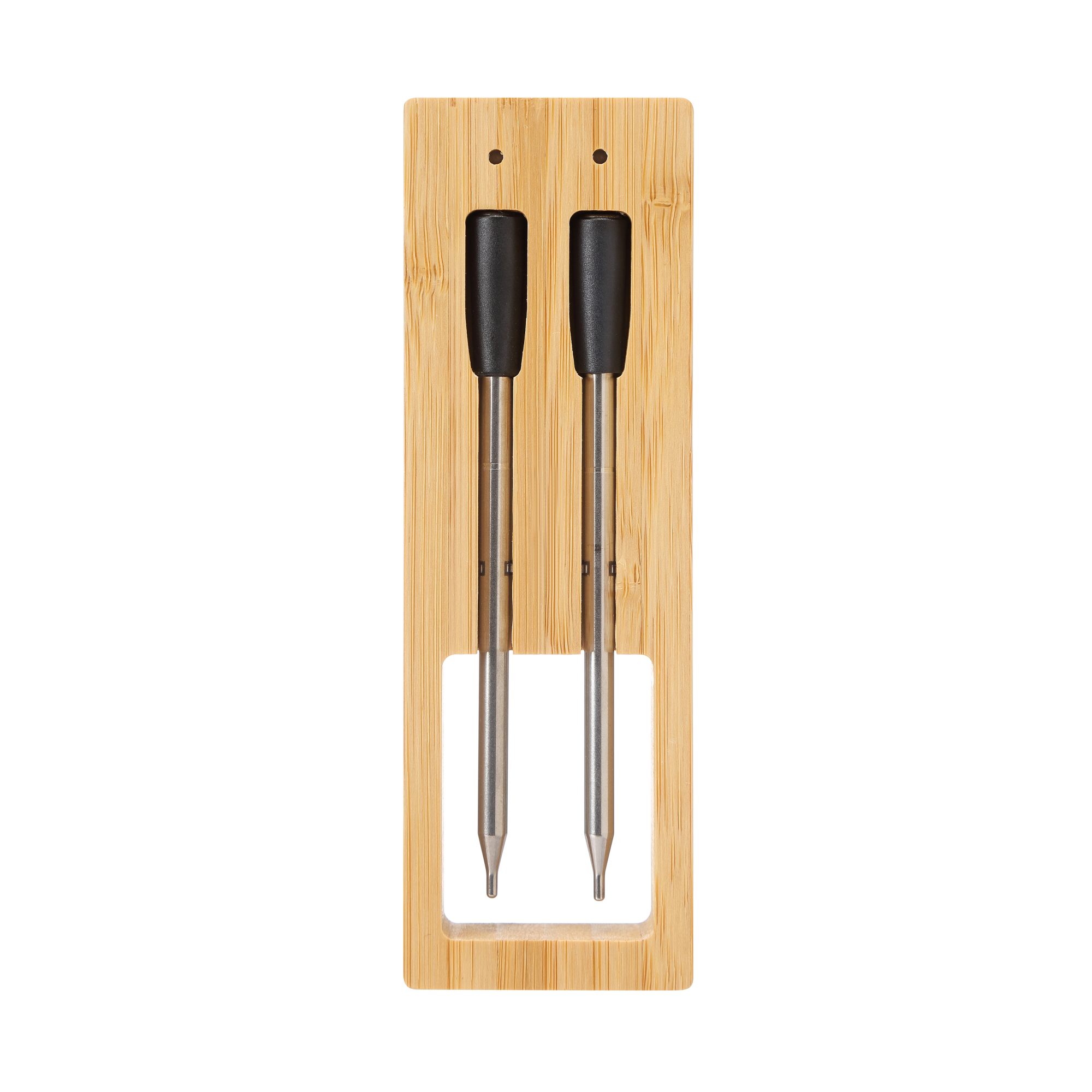 Dual Probe Smart Wireless Meat Thermometer, Waterproof Dustproof Fast Read Digital BBQ Thermometer, Non-Stick Corrosion Resistant Cooking Probes with Bamboo Storage Rack