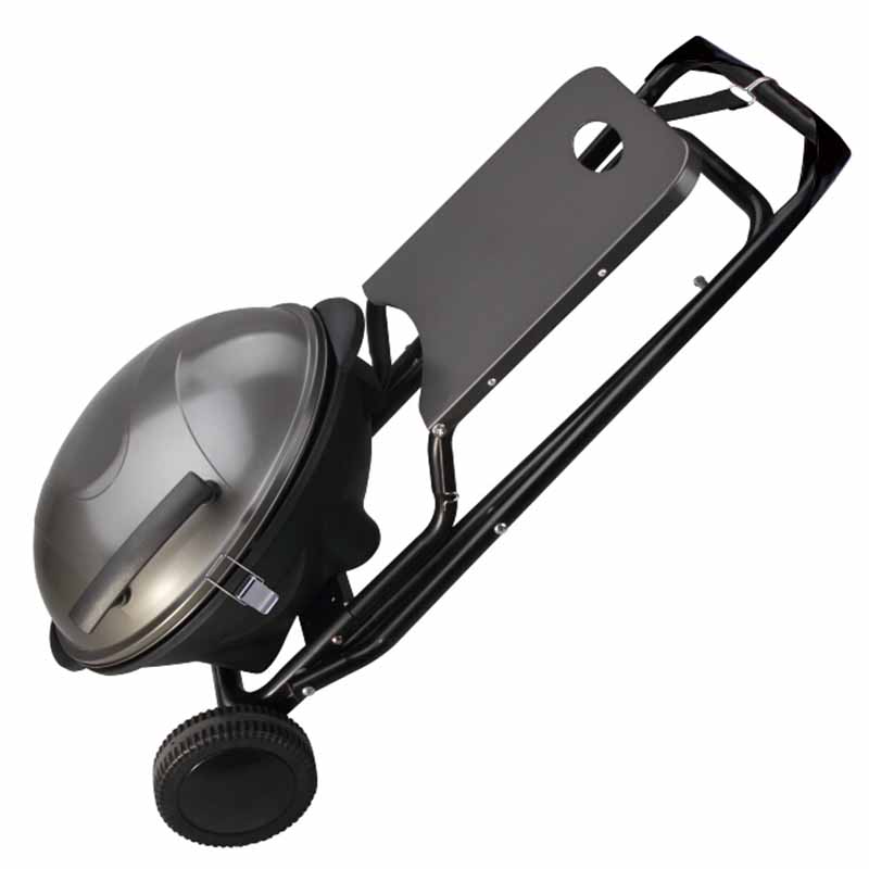 1500W Portable Electric BBQ Grill with Foldable Wheeled Trolley, Powder Coated Steel Outdoor Electric Barbecue Grill with Side Prep Table, Easy Assembly Patio Electric Grilling Machine