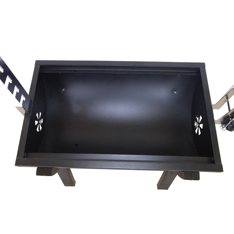 Mini Iron Powder Coated Charcoal Spit Roaster with Trolley for Indoor/Outdoor Use Restaurants
