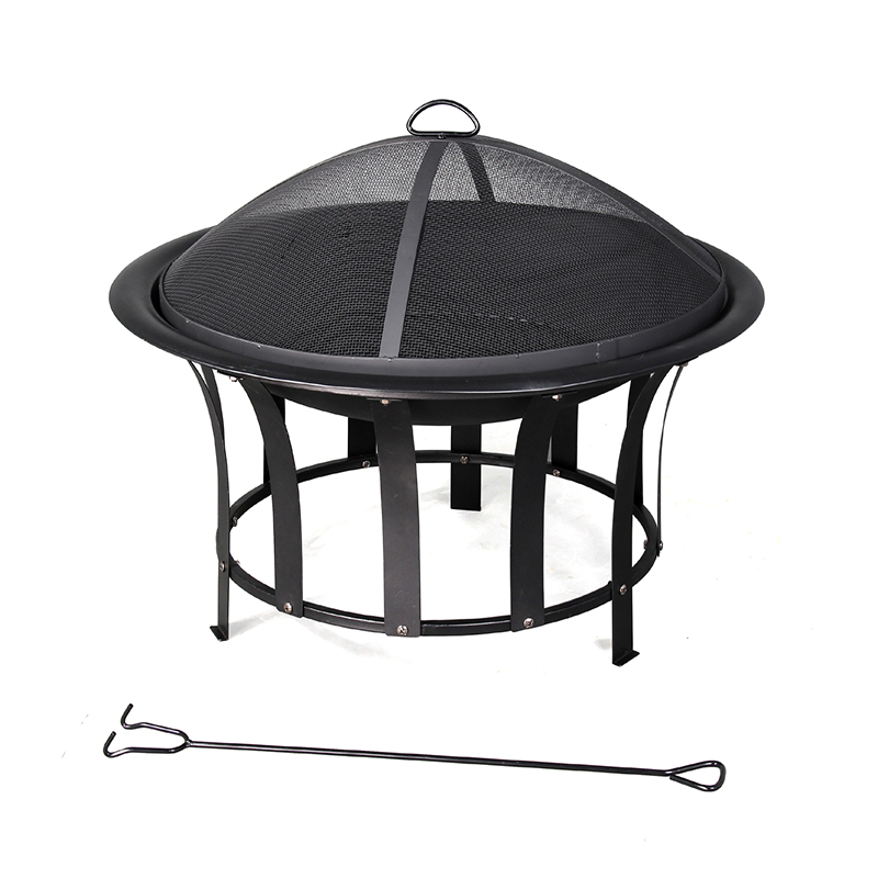 30'' Black Steel Wood-Burning Fire Pit
