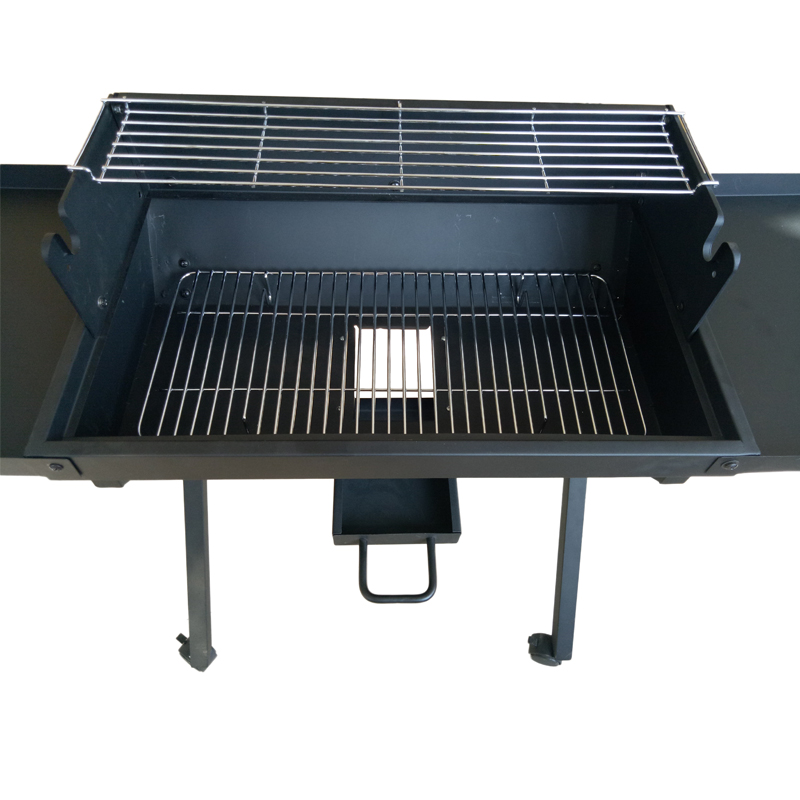 Trolley Charcoal Grill Outdoor with Side Table