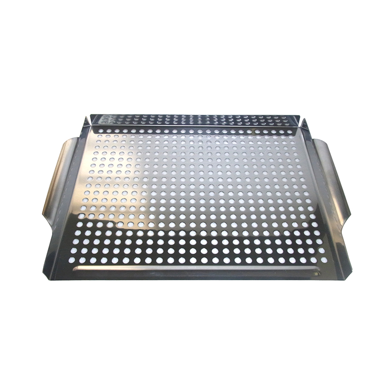 Small Stainless Steel BBQ Grill Pan with Handle Non-Stick Bakeware for Outdoor Kitchen Use in Barbecue Stoves