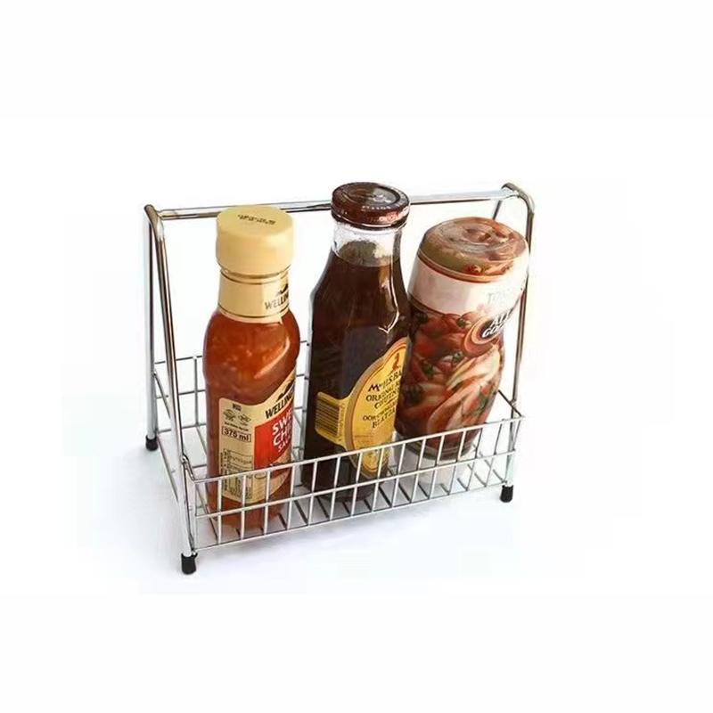 Kitchen mild steel chrome condiment storage basket
