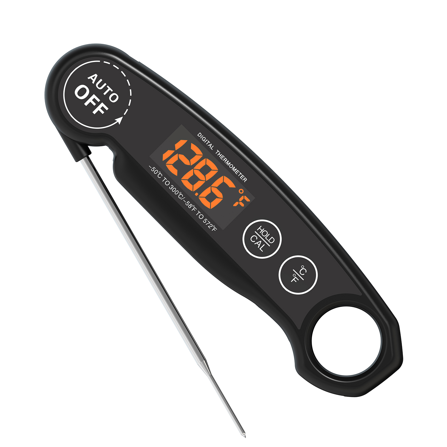 Rechargeable Foldable Instant Read Custom Digital Food Thermometer Heat Resistant Metal Probe Waterproof Easily Cleaned for Meat
